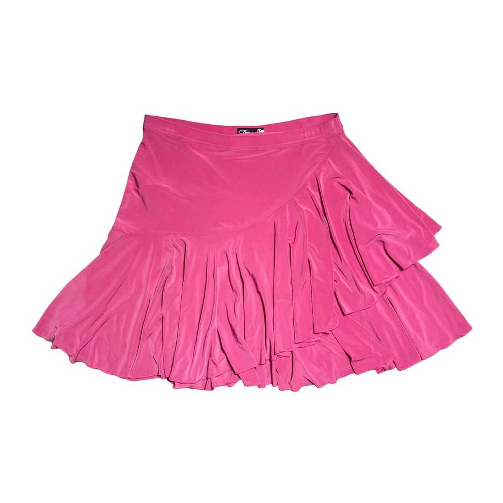 Aida Dancewear Hot Pink Asymmetrical Ruffle Ballroom Latin Dance Skirt Medium
